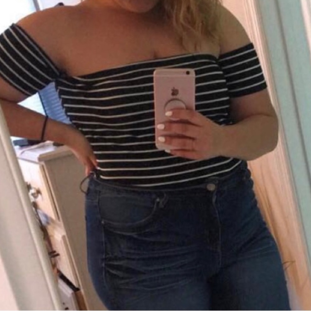 Forever 21 Plus Striped OTS Blouse